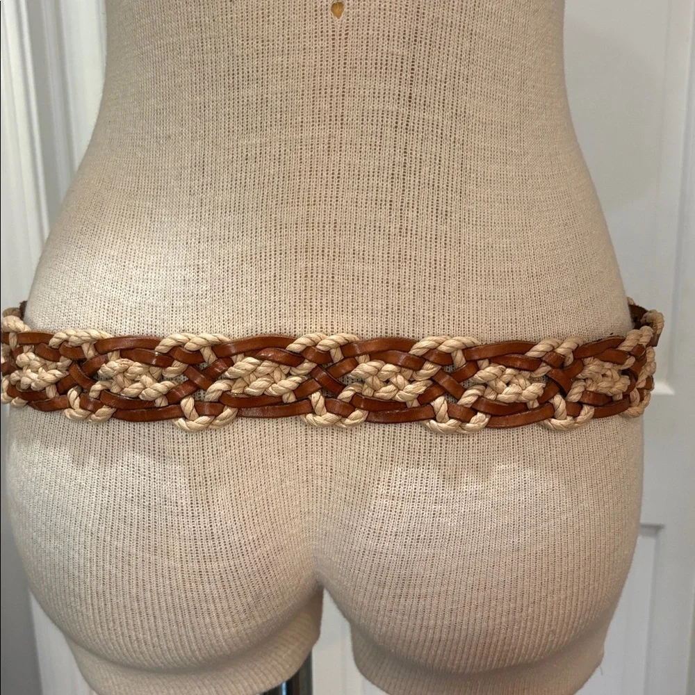 Fossil leather and cording braided woven boho festival belt